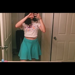 vibrant mint green skirt